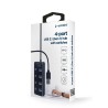 USB 3.1 (Gen 1) 4-port hub with switches, black