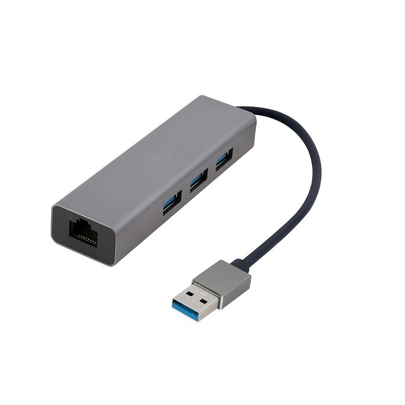 USB AM Gigabit network adapter with 3-port USB 3.0 hub