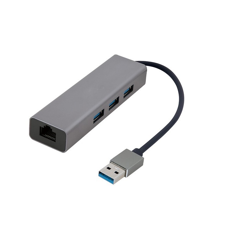 USB type-AM Gigabit netwerkadapter met ingebouwde USB 3.0 hub